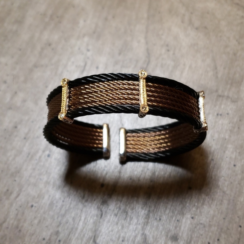 Charriol Inspired-Black and brown coil bracelet